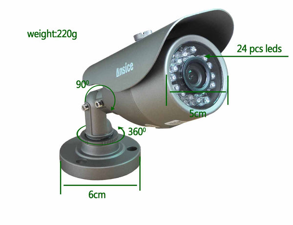 Ansice ACB502 Color CCTV 24 LEDS CMOS 1000TVL CMOS Infrared Night Version 3.6mm 6mm lens - ansice