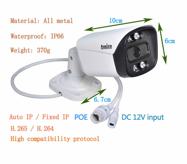 4K camera H8MF15 (SONY 4K CMOS sensor) 4K POE security Camera  Outdoor black light Night Vision 3.6mm lens